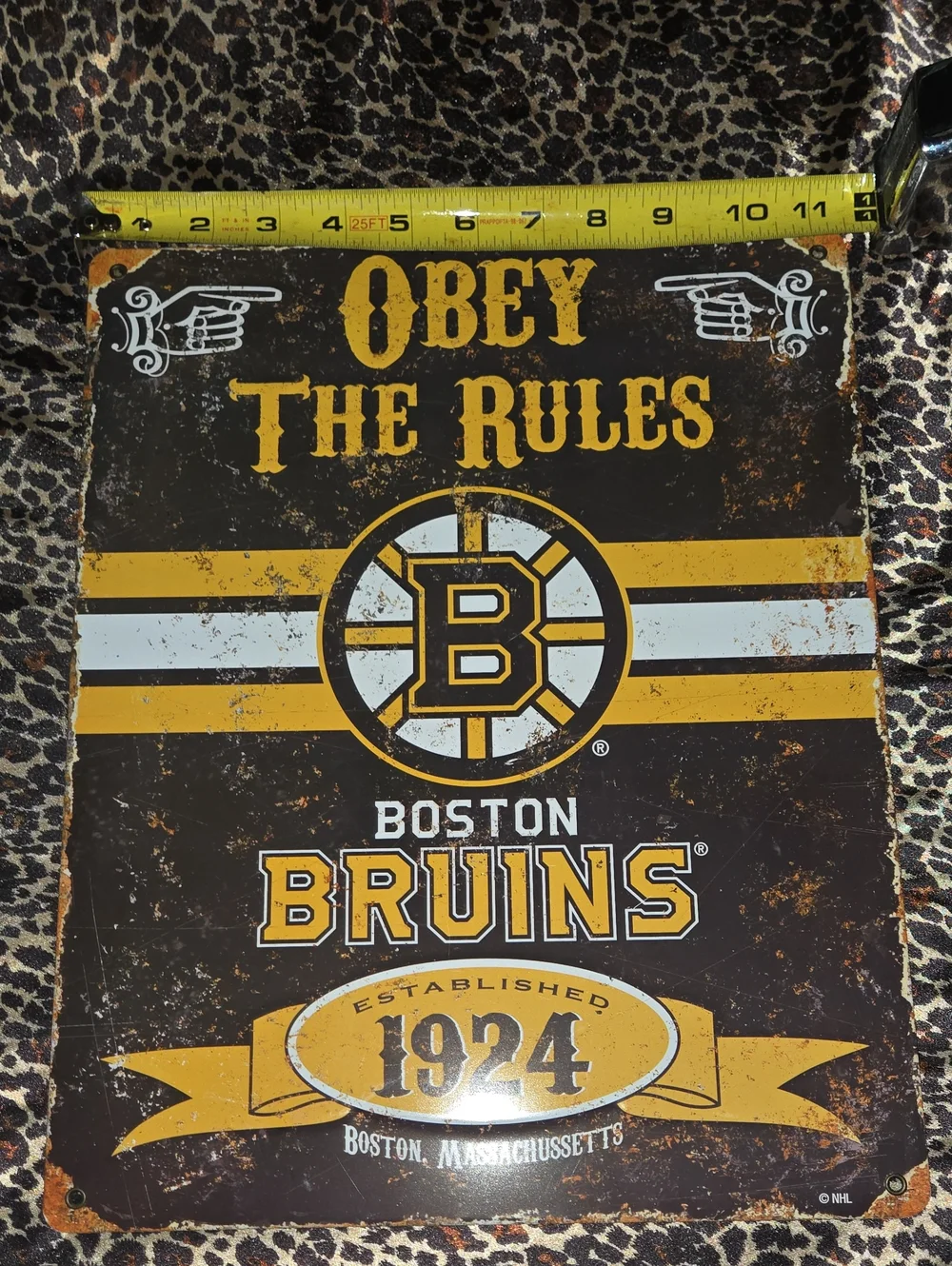Boston Bruins Metal Tin Sign NHL Embossed Vintage Pub Man Cave Wall Decor